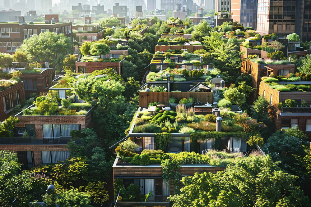 Les toits verts et la ville